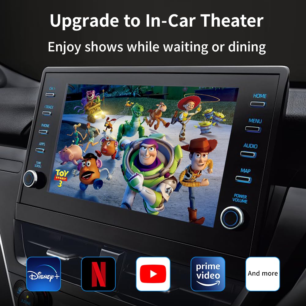 CarPlay adapter in-car theater - watch Netflix, Disney+, YouTube on car display