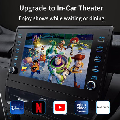CarPlay adapter in-car theater - watch Netflix, Disney+, YouTube on car display