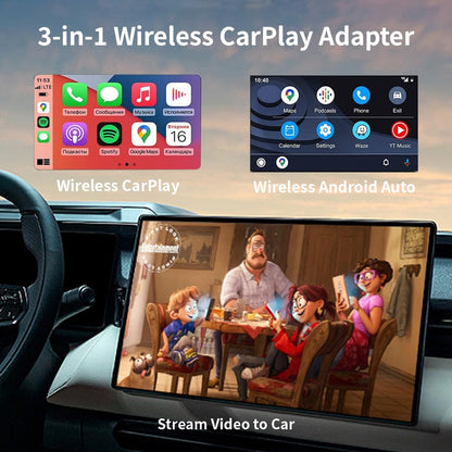 3-in-1 CarPlay adapter with wireless connectivity and video streaming