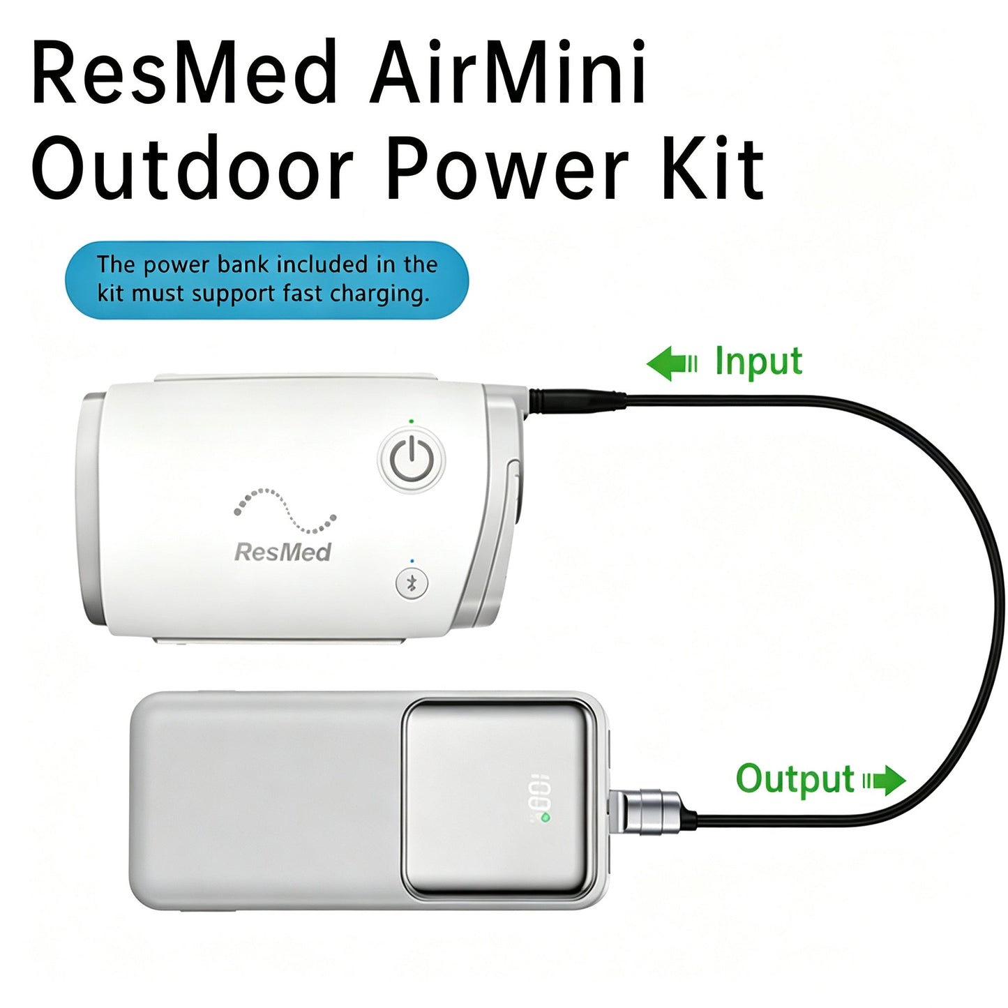 USB-C Power Cord for ResMed AirMini – Use with Power Banks & Car Chargers - ONINCE
